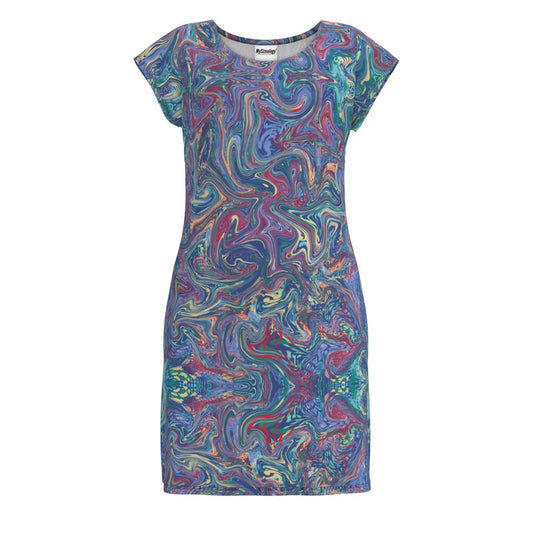 Blue Raspberry Sorbet Swirl fitted dress