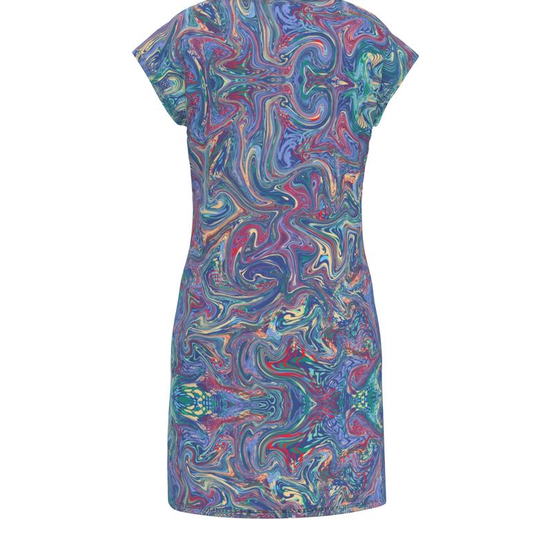Blue Raspberry Sorbet Swirl fitted dress