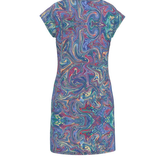 Blue Raspberry Sorbet Swirl fitted dress