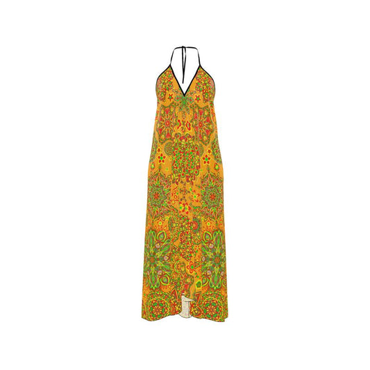 Orange and green Bright Halter dress