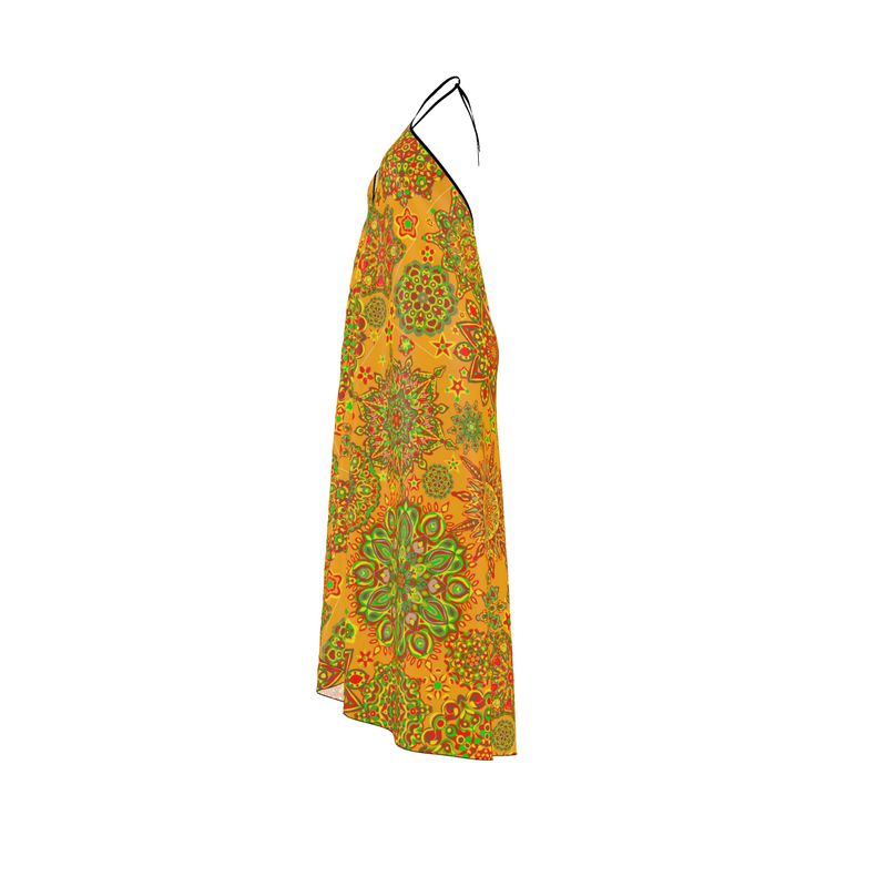 Orange and green Bright Halter dress