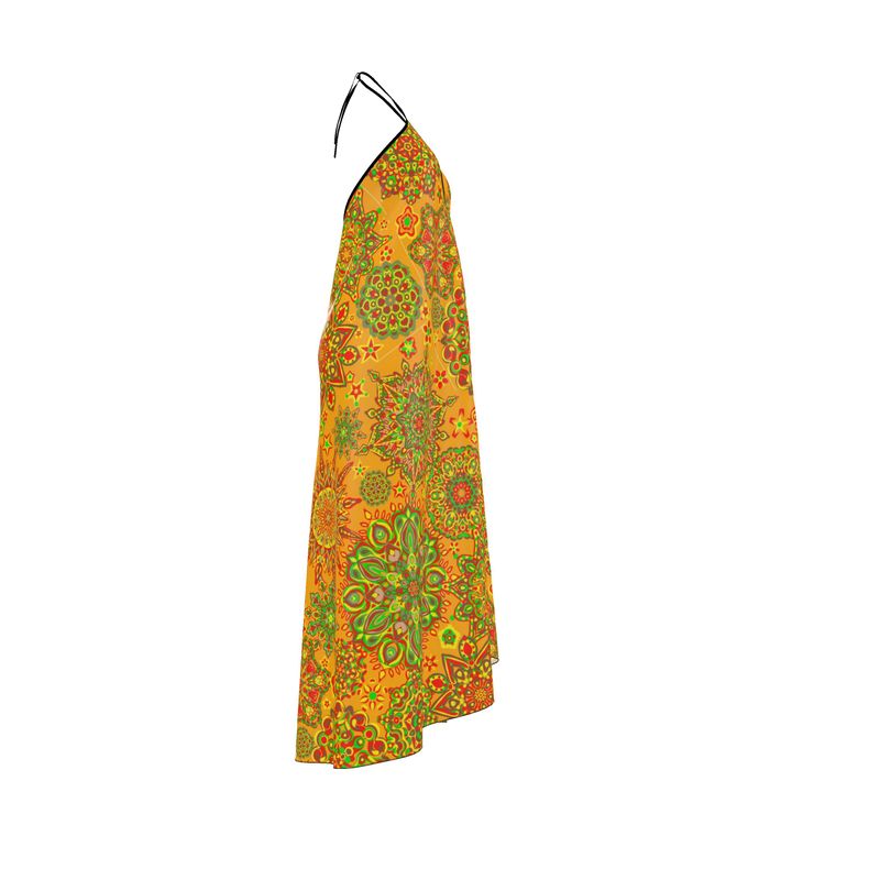Orange and green Bright Halter dress