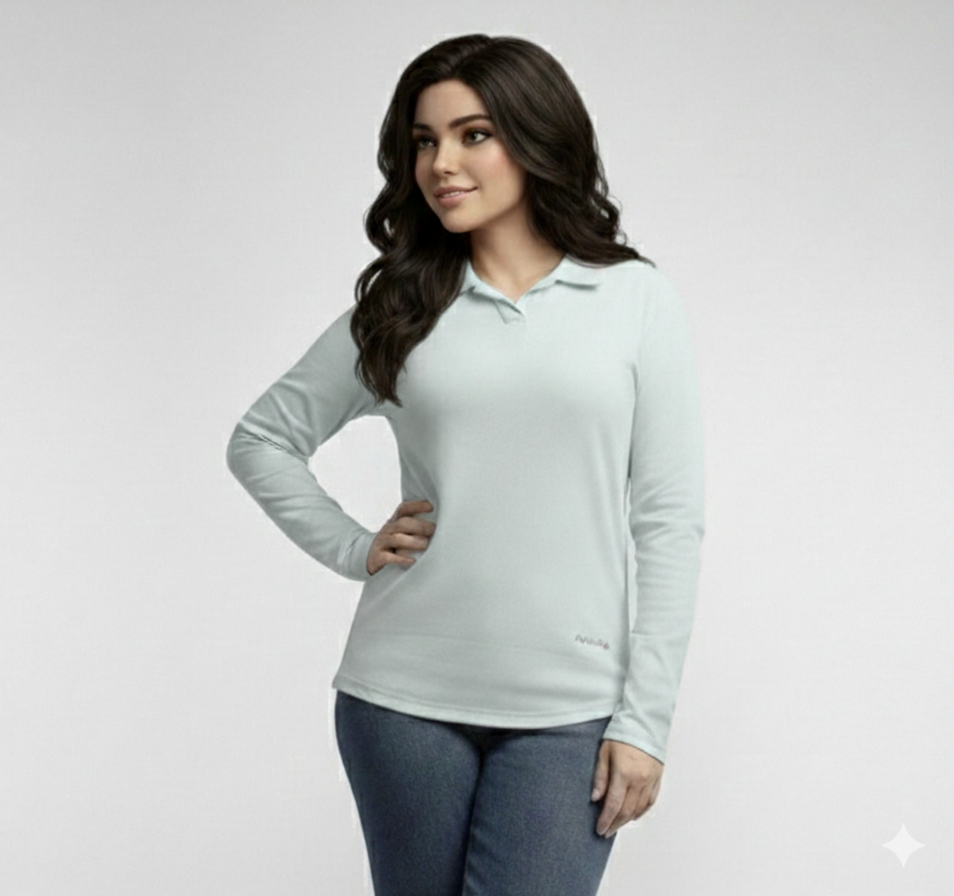 Long Sleeve Polo Shirt 100% Cotton