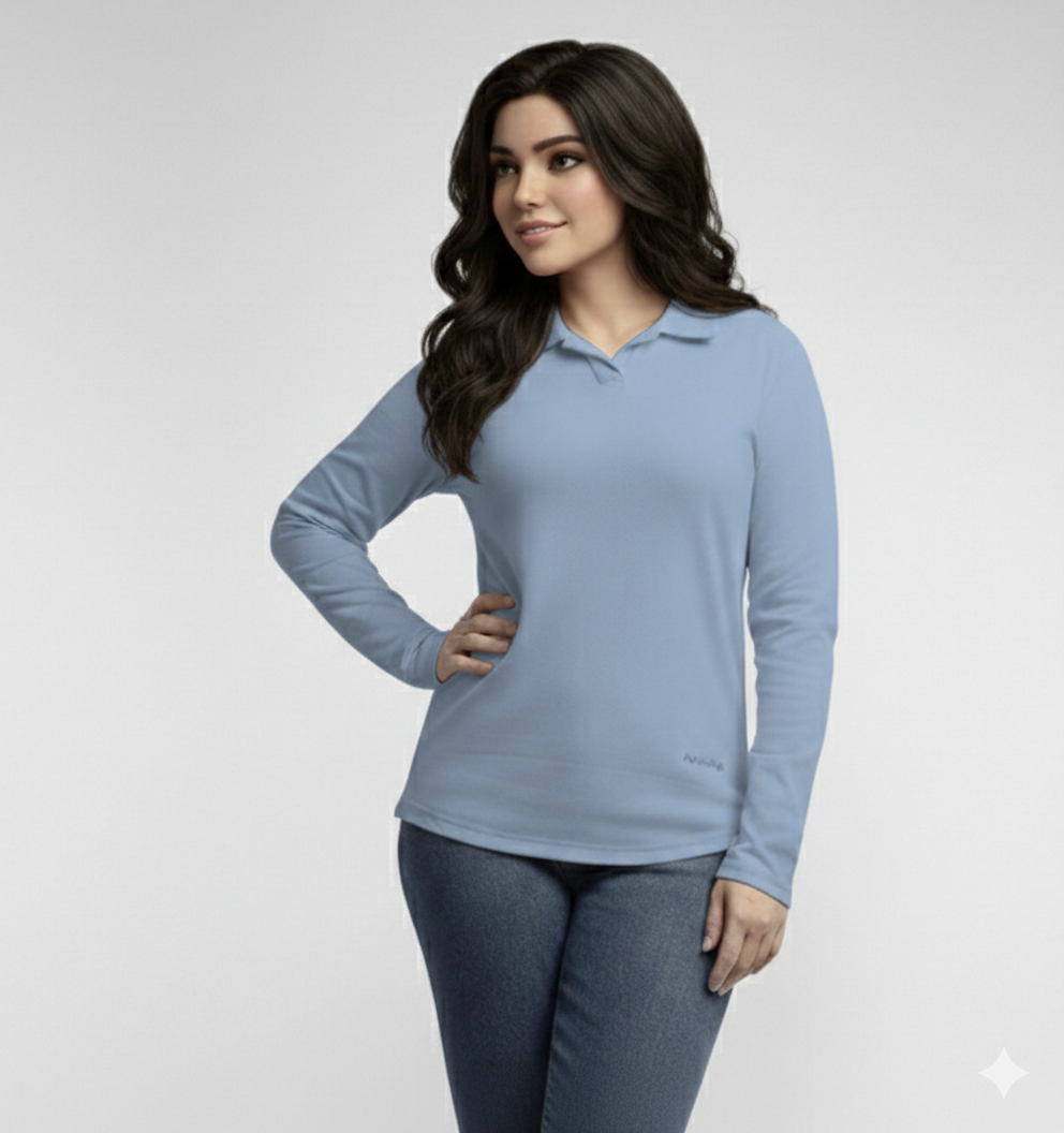 Long Sleeve Polo Shirt 100% Cotton