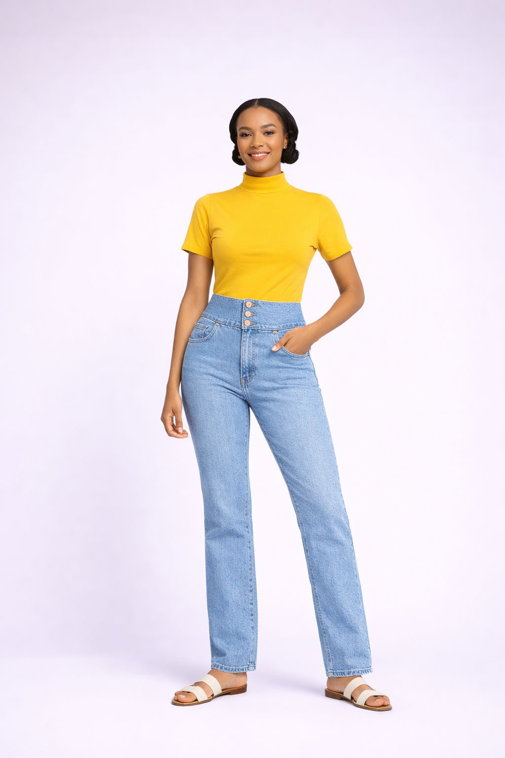 High Waist Straight Leg Jean