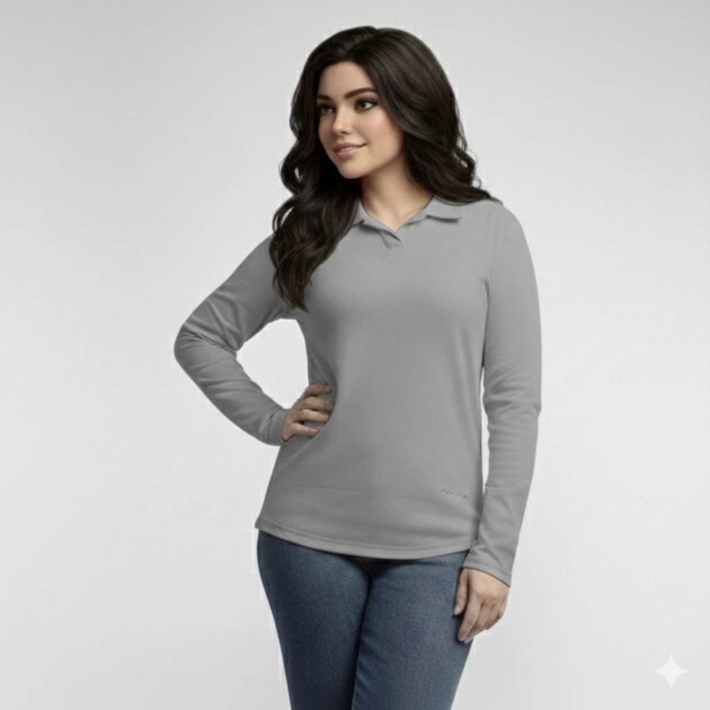 Long Sleeve Polo Shirt 100% Cotton