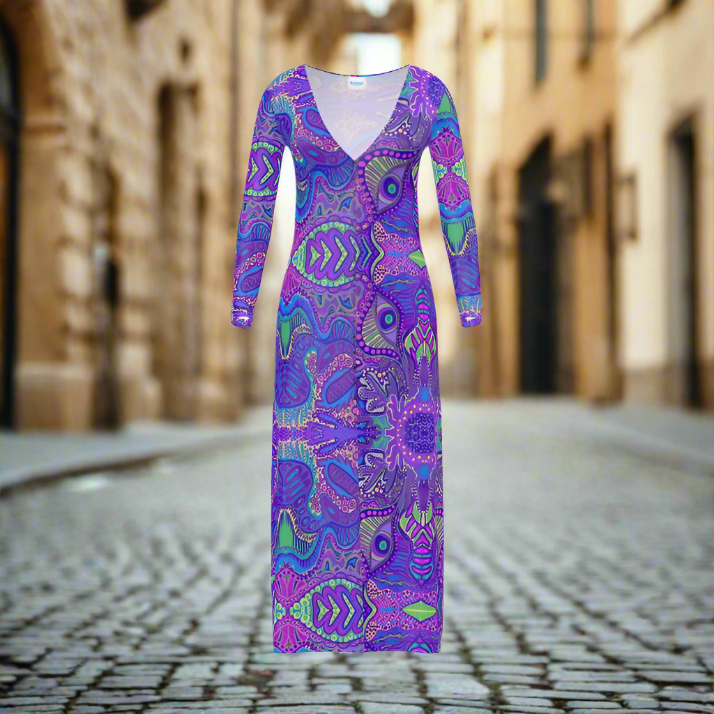 Abstract Designed Cardigan Sweater - Try our 3D Size Evaluation on this product!