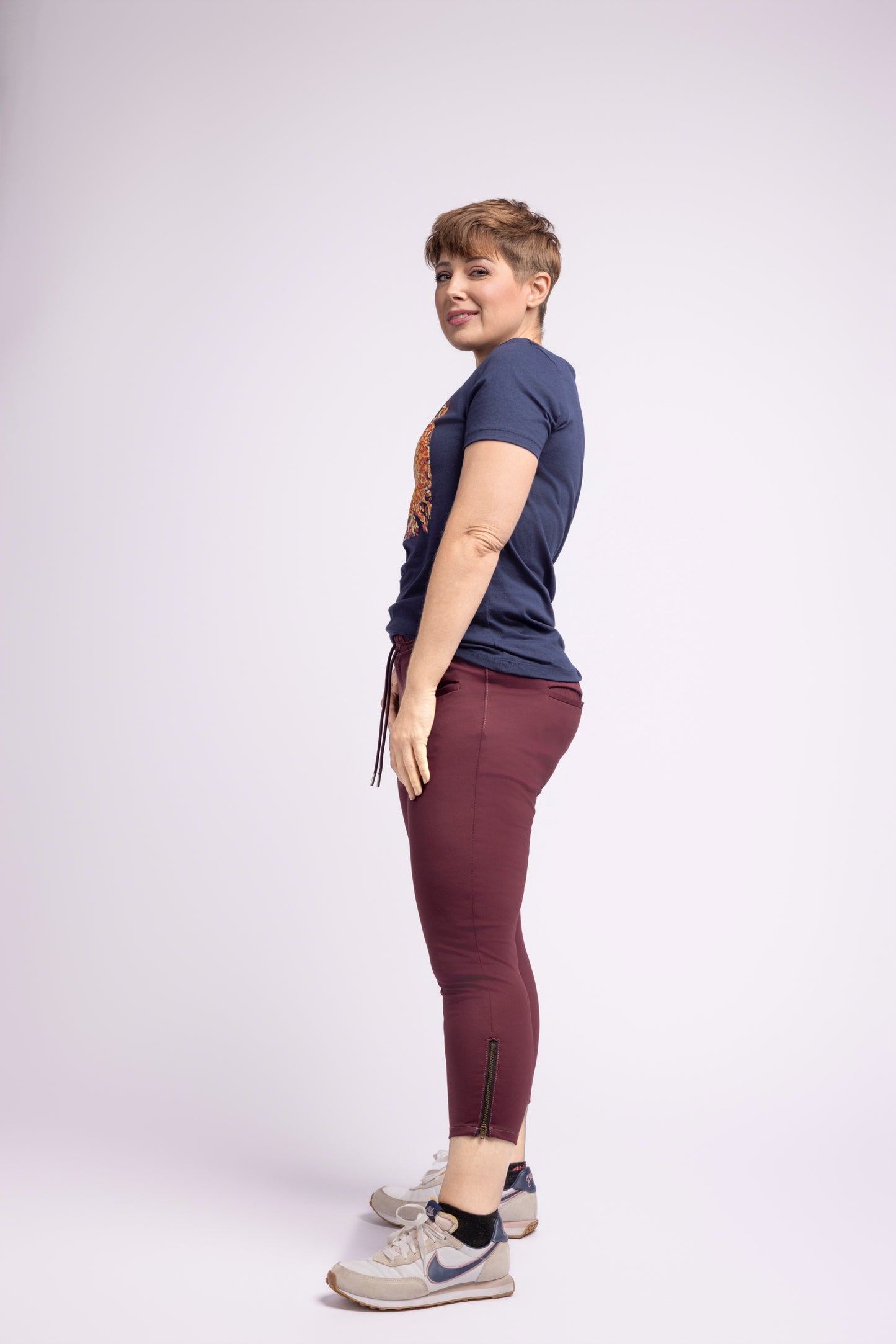 Ashlina's Elastic waist zipper Crop Super soft & comfy pants - Made-to-Measure