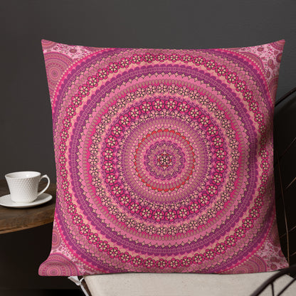 Pink Mandala Series, Pink Mandala Premium Pillow