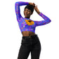 Purple abstract Sunflower detail Recycled long-sleeve crop top