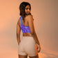 Purple abstract city scape Recycled Longline Sports Bra