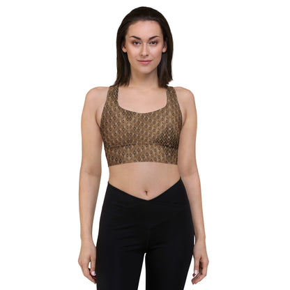 Bronze Bombshell Recycled Longline Sports Bra Avvailable in sizes XS-3XL