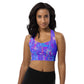 Purple abstract city scape Recycled Longline Sports Bra
