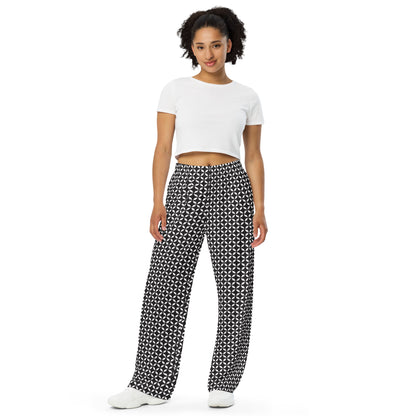 Black & Whitepatterned wide-leg pants