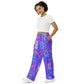 Purple abstract Cityscape print unisex wide-leg pants
