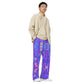 Purple abstract Cityscape print unisex wide-leg pants