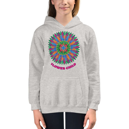 Flower Child Mandala Medallion Hoodie Teen Kids Girls Yoga Athletic Wear Trendy Unique Gifts