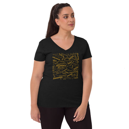 Mom in multiple languages gold Mother’s Day Women’s recycled v-neck t-shirt