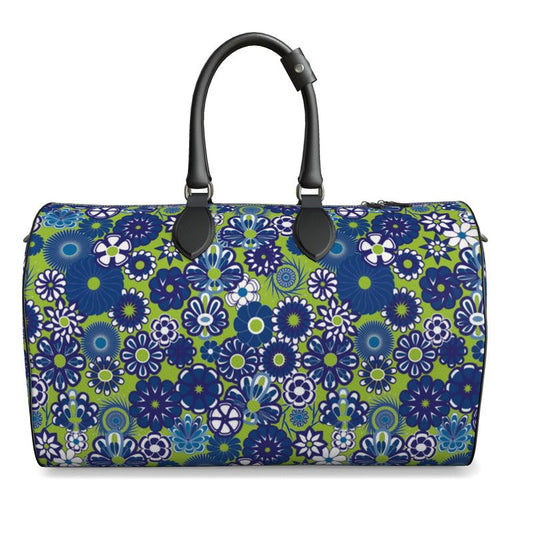 Blue lime Floral Luxury Leather Handbag