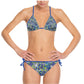 Blue Flowers on Lime - Bikini top comes in Bra sizes
