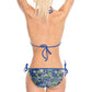 Blue Flowers on Lime - Bikini top comes in Bra sizes