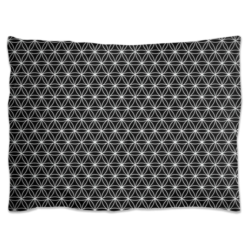 Black & White Sacred Geometry Flower Pillow Shams