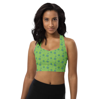 Lilly Longline sports bra,Lime Blue Pendant