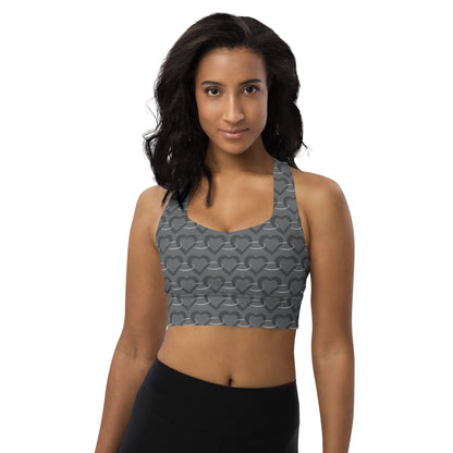 Lilly Longline sports bra, Silver Heart Chain