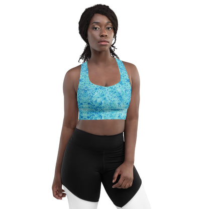 Lilly Longline sports bra, Blue Waters