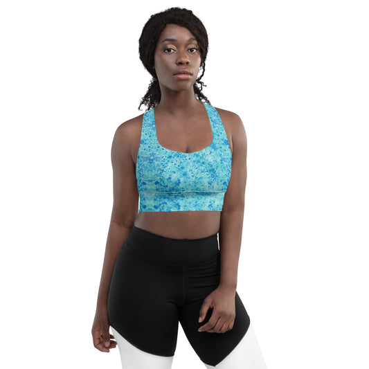 Lilly Longline sports bra, Blue Waters