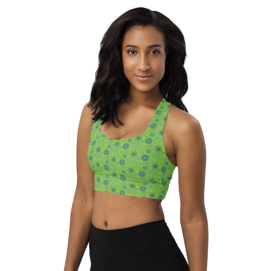 Lilly Longline sports bra,Lime Blue Pendant