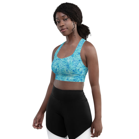 Lilly Longline sports bra, Blue Waters