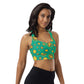 Lilly Longline sports bra, Green Bursts