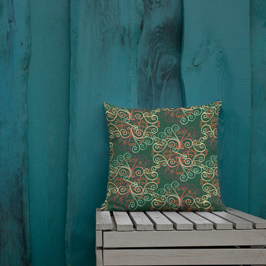 Scrolls Ovals deep green Premium Pillow