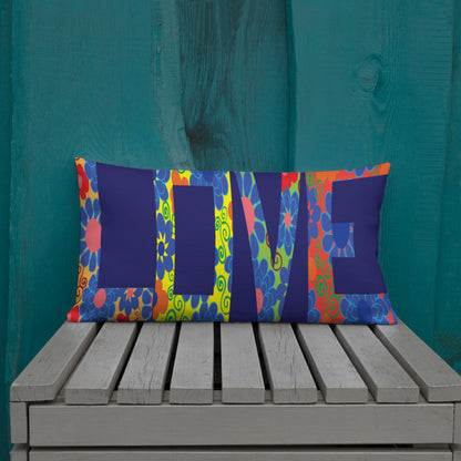 Love Rectangular, green Premium Pillow