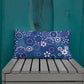 Navy floral on blue Premium Pillow