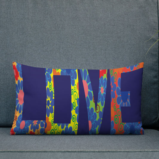 Love Rectangular, green Premium Pillow