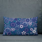 Navy floral on blue Premium Pillow