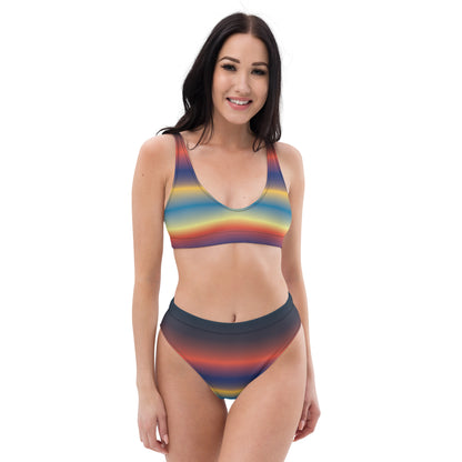 Rainbow Gradient Recycled high-waisted bikini