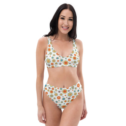Orange flower Powwe Recycled high-waisted bikini