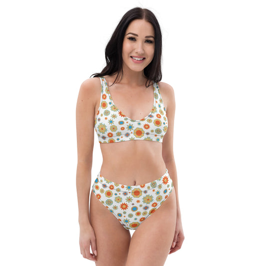 Orange flower Powwe Recycled high-waisted bikini