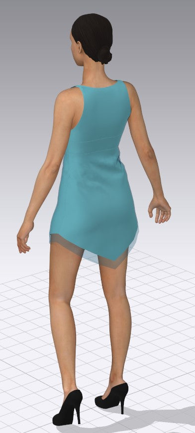 MyChrisCross Dress with Blue Georgette Chiffon, fully lined, Custom Made to your Sizeology!