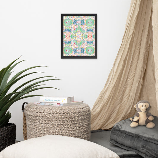 Poufe on white Framed poster, choose from 10 differnet sizes