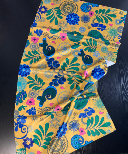 Mustard Leafy Paisley 30"x60" Beach Towel, Large Towel