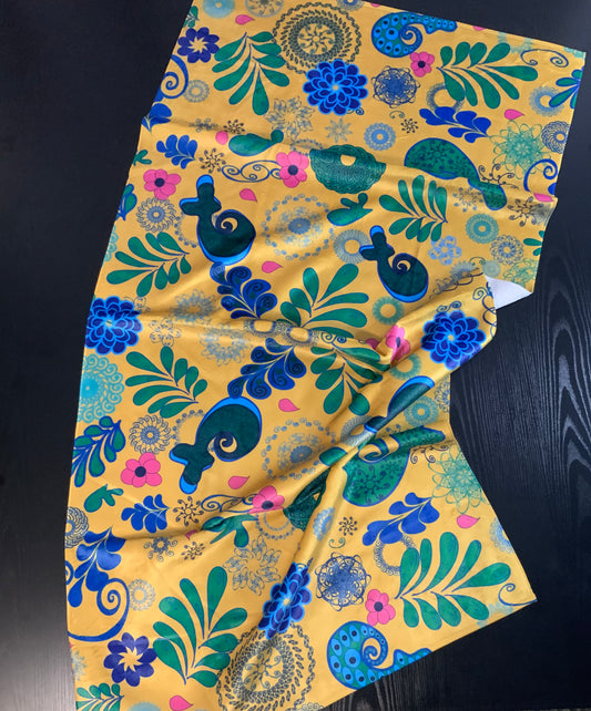 Mustard Leafy Paisley 30"x60" Beach Towel, Large Towel