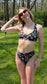 Arc Series- Black Floral Recycled high-waisted bikini, Size XS-3XL