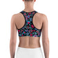 Spring Paisley Black Sports bra for women, moisture-wicking material