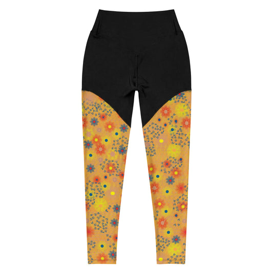 Arc Sereis- Yellow Floral Sports Leggings